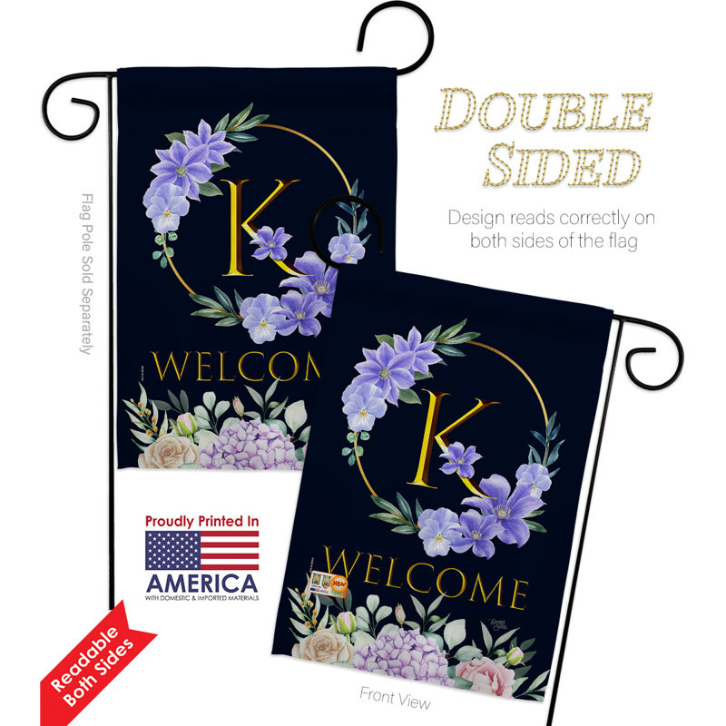 P Drapeau de jardin en polyester 18 po x 13 po, K