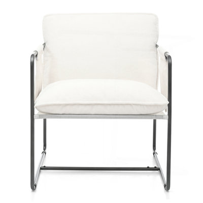 Fauteuil rembourré avec passe-bras et structure en métal
