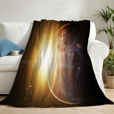 Clear Ultra Soft Flannel Fleece Throw Blanket,Our Earth in Cosmos and Single-Sided Print