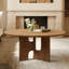 Table basse ronde à piédestal avec plateau en placage de bois