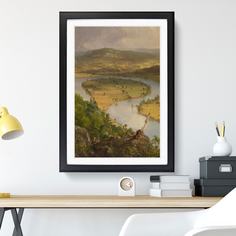 The Oxbow Met by Thomas Cole - Picture Frame Painting, 48cm H x 36cm W x 2cm D, Black Framed