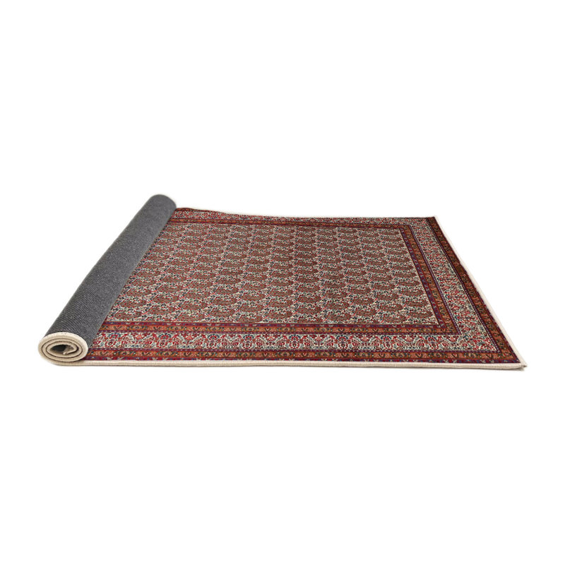 Tapis oriental brun et rouge Veliandi, Rond 5 pi