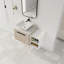 Meuble-lavabo flottant de 36 po au design moderne avec lavabo d'art en céramique, dalle de pierre plate blanche et petites tablettes de rangement, porte à fermeture douce, ensemble KD, meuble-lavabo de salle de bain
