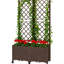Boîte à fleurs mobile pour l'extérieur, avec treillis, support de croissance 2 en 1, fonction d'arrosage automatique, six roues à quatre freins, plastique PP aspect, volume de 22,5 gallons, boîte à fleurs brune élégante