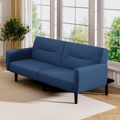 Futon Sofa Bed,75.8" Linen Fabric Comfy Futon Couch Bed,3 Seater Convertible Sleeper Sofa With Adjustable Backrests,Modern Folding Loveseat For Living by Ebern Designs