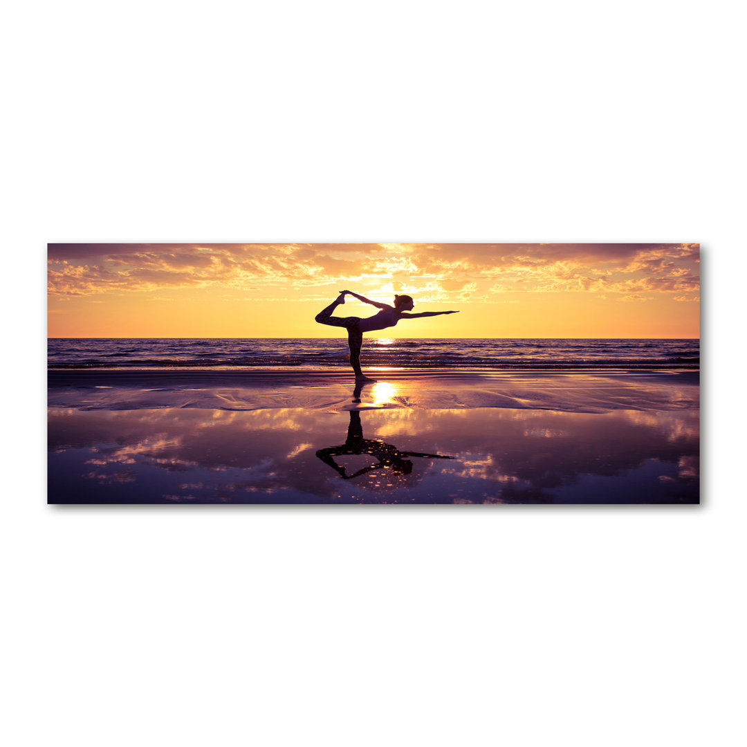 Leinwanddruck - Wandkunst - Drucke auf Leinwand - 140X70 Bild Bildthema: Yoga auf Leinwand Der Strand