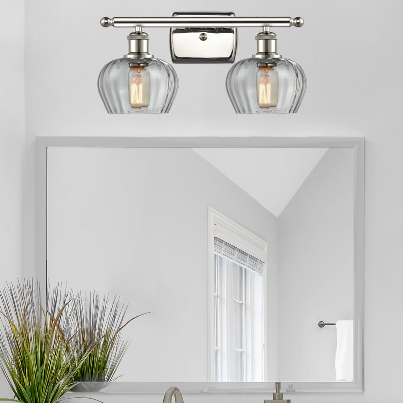 Éclairage pour salle de bain à intensité variable 2 lumières Lyman, Ampoule DEL 6 watts Vinage, Transparent, Nickel poli