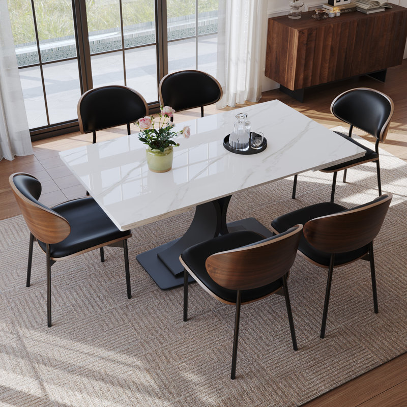 Table de salle à manger moderne en faux marbre