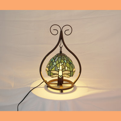 Tiffany Style Stained Glass Table Lamp, Blue Dragonfly Desk Lamp