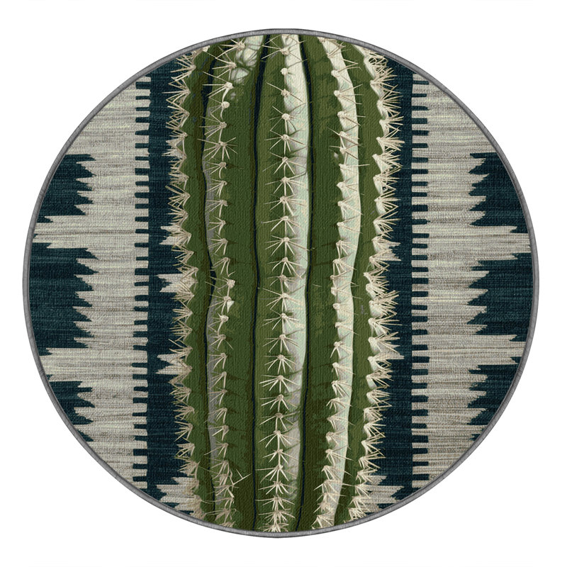  Tapis lavable Cholla Cactus Southwestern, Rond 3 pi
