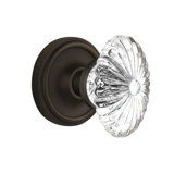 Crystal Fluted Oval Interior Mortise Door Knob with Classic Rosette