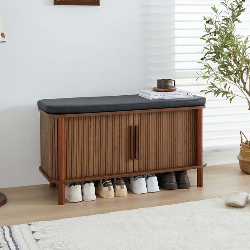 8 Pair Shoe Storage Bench, Brown/Black