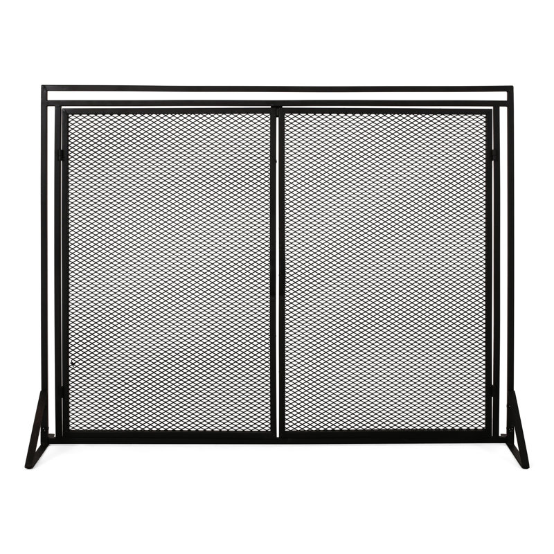 Pare-étincelles en fer noir mat - Protégez votre espace, H 30,95 po x l 39,03 po avec cadre de protection rectangulaire
