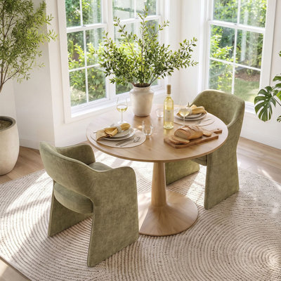 Ensemble de table et de chaises pour 2 personnes avec table ronde et 2 fauteuils en tissu rembourrés