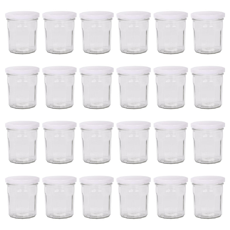 Glass Jar - Set of 24, White, 250ml