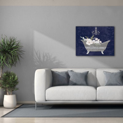 Toile épique Graffiti «Floral Bath 2 Indigo» par Courtney Prahl, 34 po x 26 po