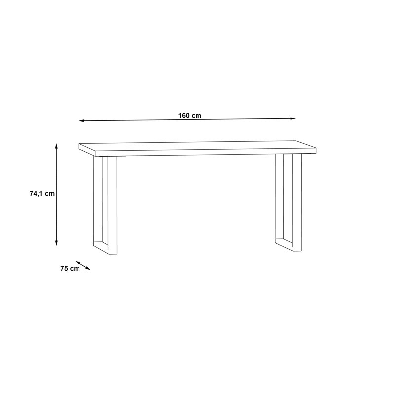 Bibeau Metal Base Writing Desk, 74.1cm H x 160cm W x 75cm D