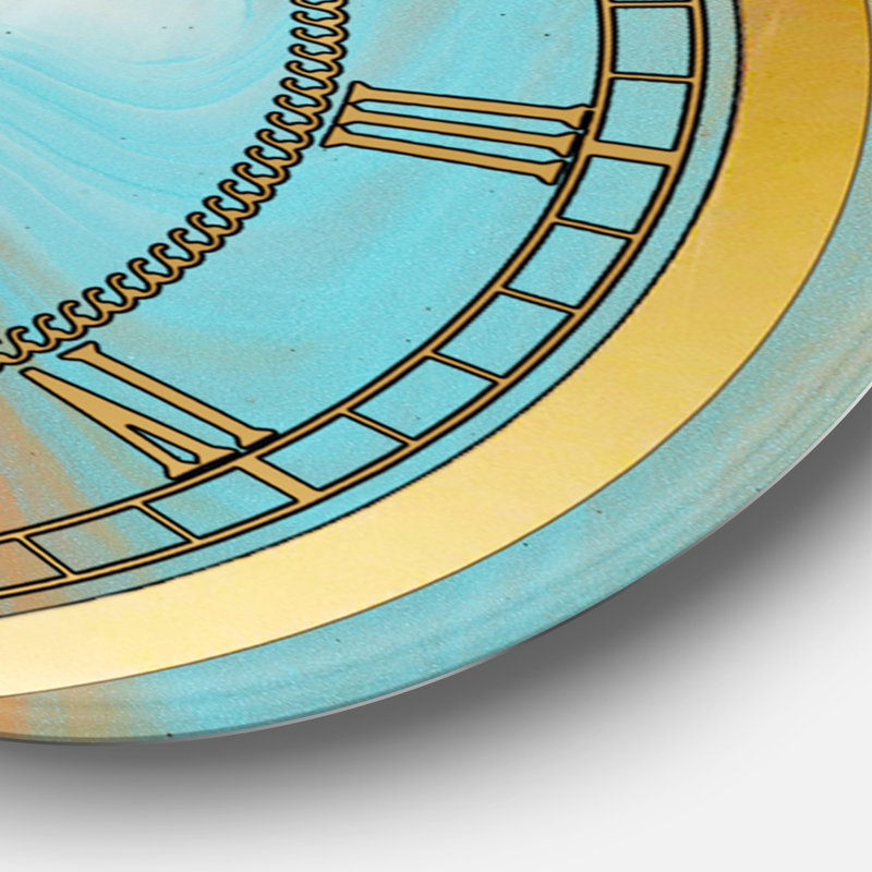Horloge murale turquoise - or turquoise et marbre bleu, Petit