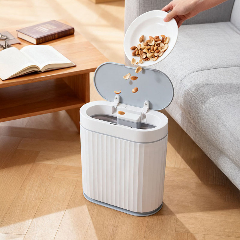 Plastic Motion Sensor Waste Bin, Grey, 9L