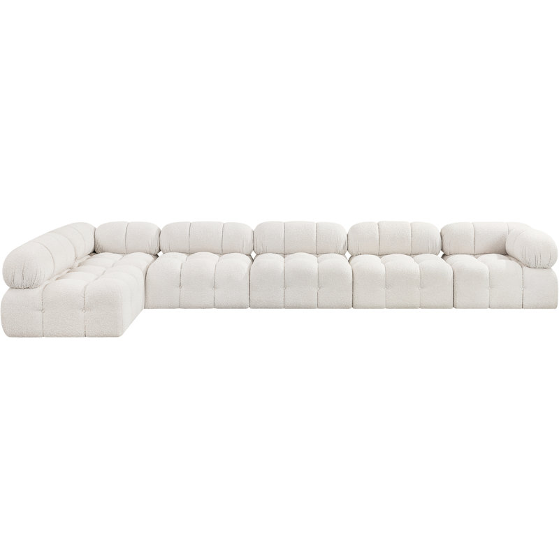 Ames Upholstered Sofa, Cream Boucle Fabric, 4 Armless, 2 Corner
