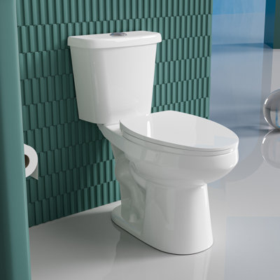 Toilette allongée deux pièces 17 po de haut ADA pour personnes âgées, 1,1 / 1,6 GPF Tornado Dual Flush, carte 1000g, blanc