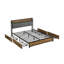 Structure de lit double, tête de lit avec station de charge et 4 tiroirs de rangement, lumières DEL, brun et gris-691080105