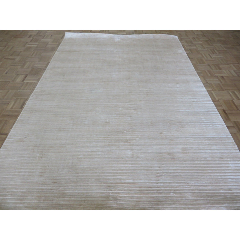 Tapis en soie rectangulaire 6 pi 2 po x 9 pi 1 po one-of-kind à la main noué la Dubose