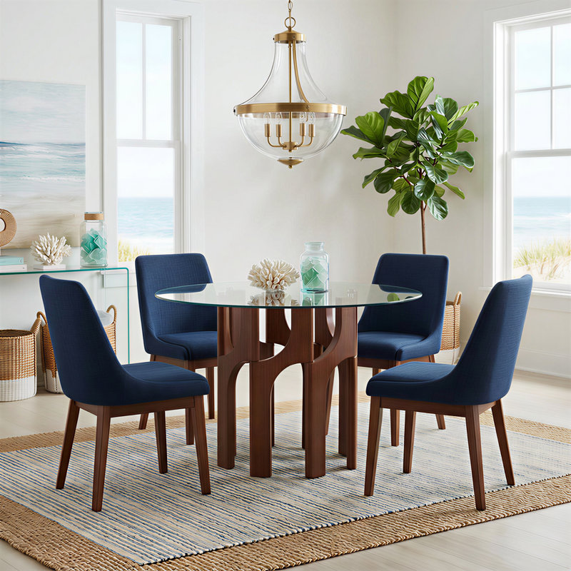  46" Glass Top Dining Table, Brown
