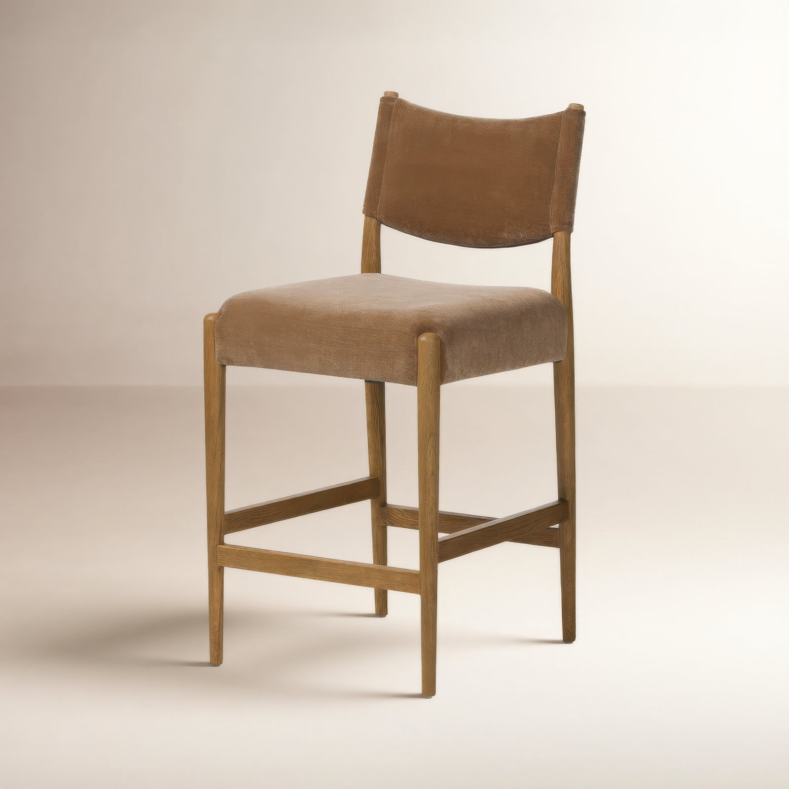 Tara 27" Bar Stool, Altair Mushroom, Toasted Oak