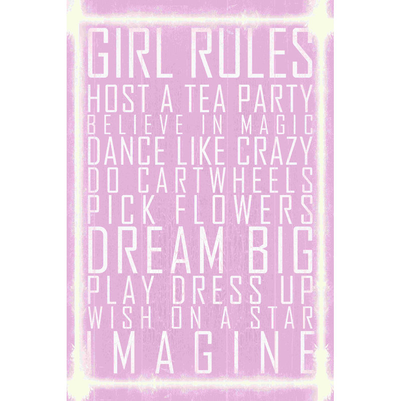 «Girl Rules» - peinture sur toile tendue, L 12 po x H 18 po