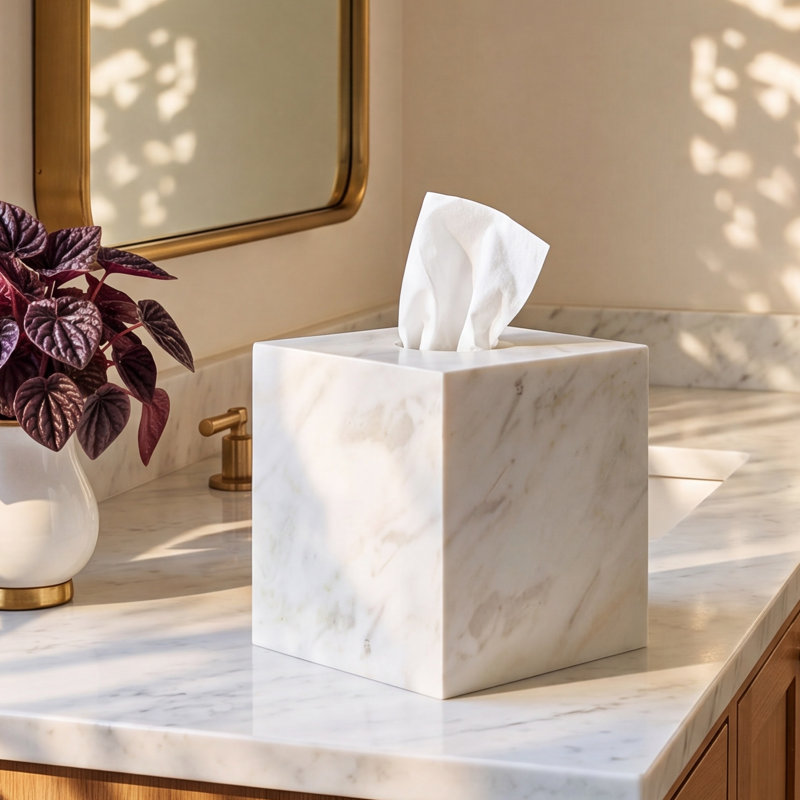 Nyla Marble Tissue Box Cover