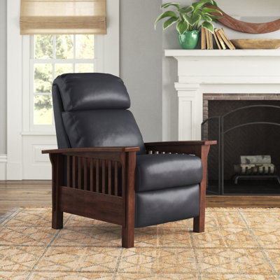 Rinker 32.7" Wide Genuine Leather Manual Standard Recliner by Lark Manor