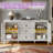 Dorne 60" Modern High Gloss Burl Sideboard with Adjustable Shelves-121419630