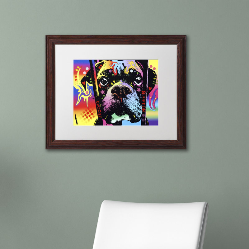 « choose adoption boxer », reproduction d’art sur toile encadrée, H 11 po x l 14 po x P 0,5 po, Encadrement argenté, Noir