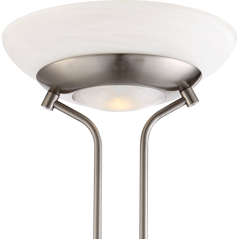 Valentin 180cm LED Torchiere Floor Lamp, 1 x 16W LED, 18V + 1 x 4.5W LED, 9V, Matt nickel