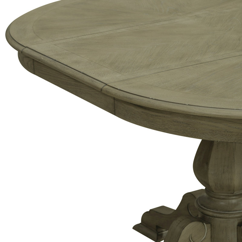 Colne 30" Counter Height Extendable Poplar Solid Wood Pedestal Dining Table, Brown Top/Brown Base