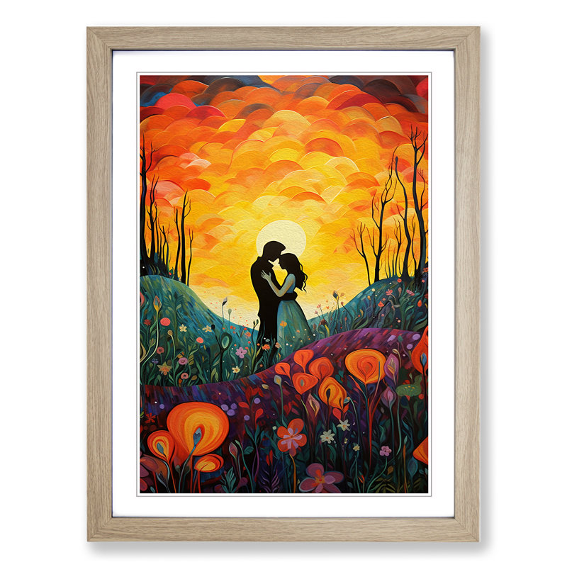 Lovers Colour Field Art - Framed Print, 34cm H x 25cm W x 2cm D, Oak Framed