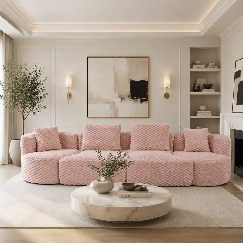 Canapé modulaire modulaire 137,8 po, Pink