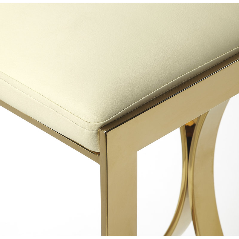Natalya 24" Bar Stool, Gold, Cream, Counter Stool (24” Seat Height)