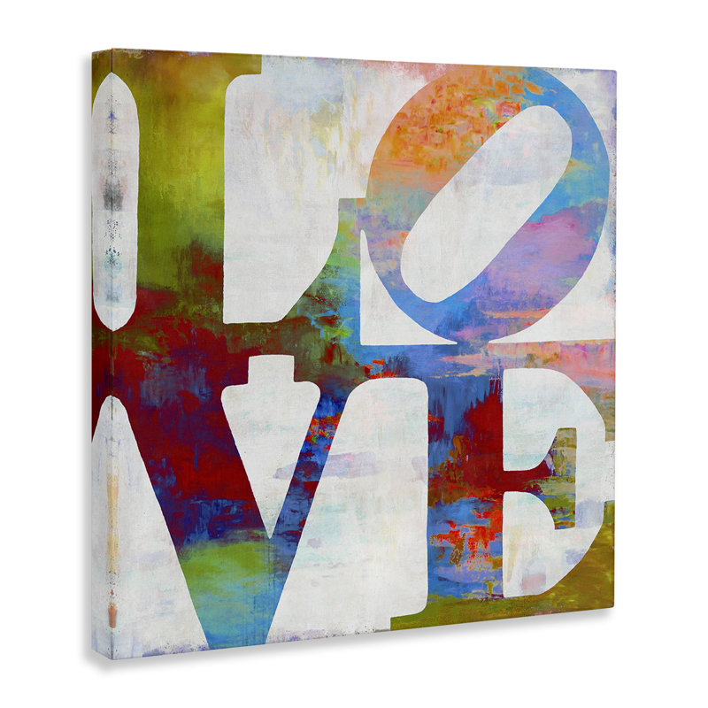 «Love Painted Textured Rainbow Typographie», impression, H 17 po x l 17 po