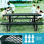 Table de pique-nique rectangulaire de 1,83 m (6 pieds) avec structure en acier et mât de parasol, hauteur généreuse de 76,5 cm (30,11 pouces), surface facile à nettoyer, adaptée à différents environnements extérieurs, résistante aux intempéries, diamètre 183 cm (72 pouces).