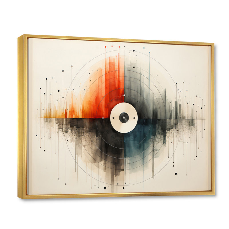 Vinyle disque vinyle Serenade - décoration murale musique, Cadre flottant doré, H 34 po x l 44 po x P 1,5 po