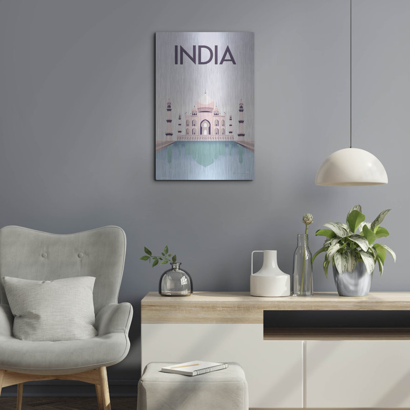 «India» par Omar Escalante, art mural en métal, H 24 po x l 16 po