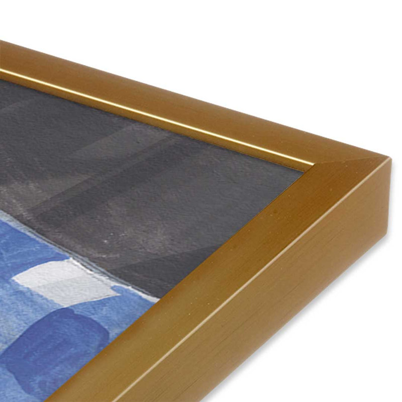 «Lemons on a Blue Table» par Kate Jarvik Birch, reproduction d'art, 12 W x 12 H, Gold, Framed Print