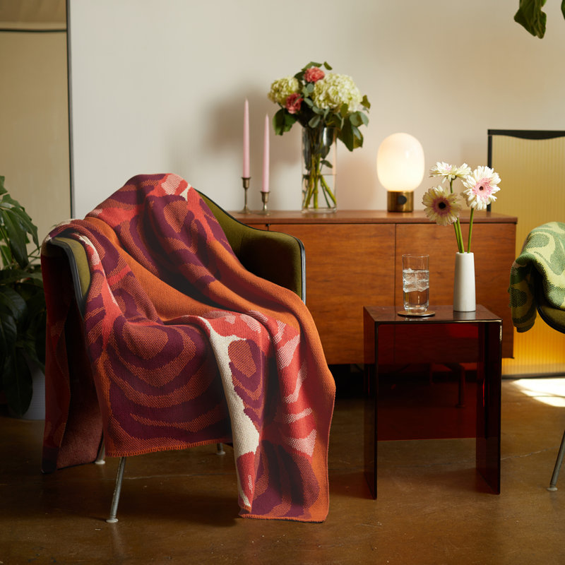 Mid Century Modern Throw Blanket, Red