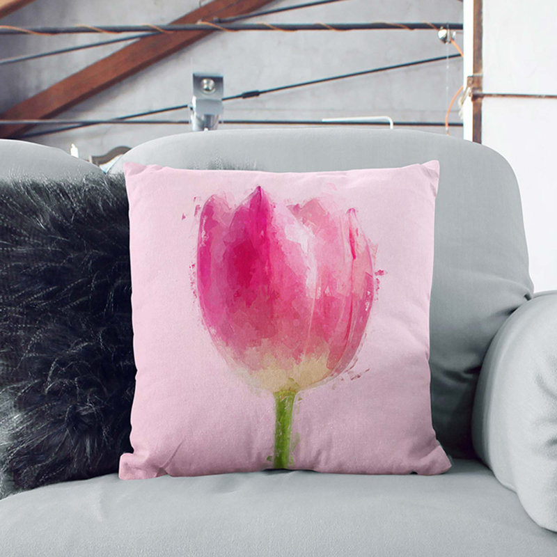 Perfectly Tulip Flower Cushion with Filling, Black, 40cm H x 40cm W x 15cm D