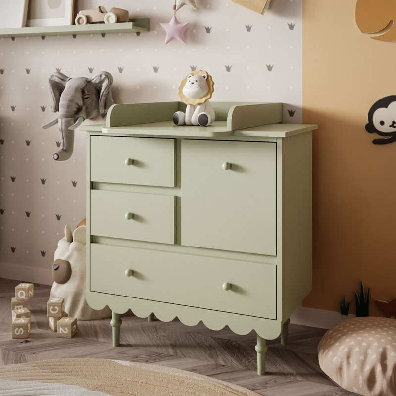 Guse 84cm W 3 - Drawer Chest of Drawers, Olive