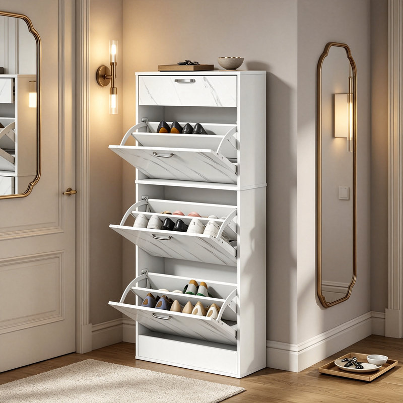 18 Pair Flip Down Shoe Storage