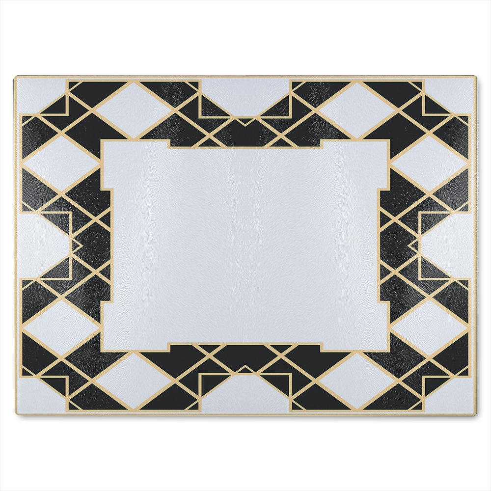 Art Deco Diamond Border Glass Chopping Board