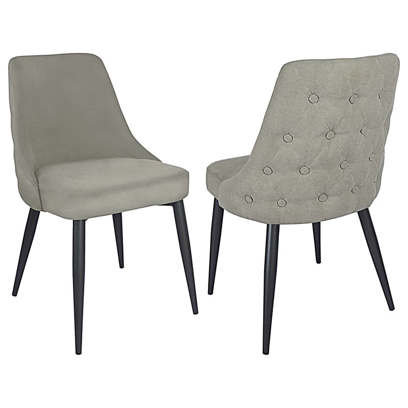 Chaises de salle à manger capitonnées gris clair (ensemble de 2)
